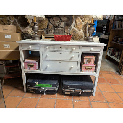 Secondhand Sandies: White Buffet Sideboard Perfect for Television or Farmhouse