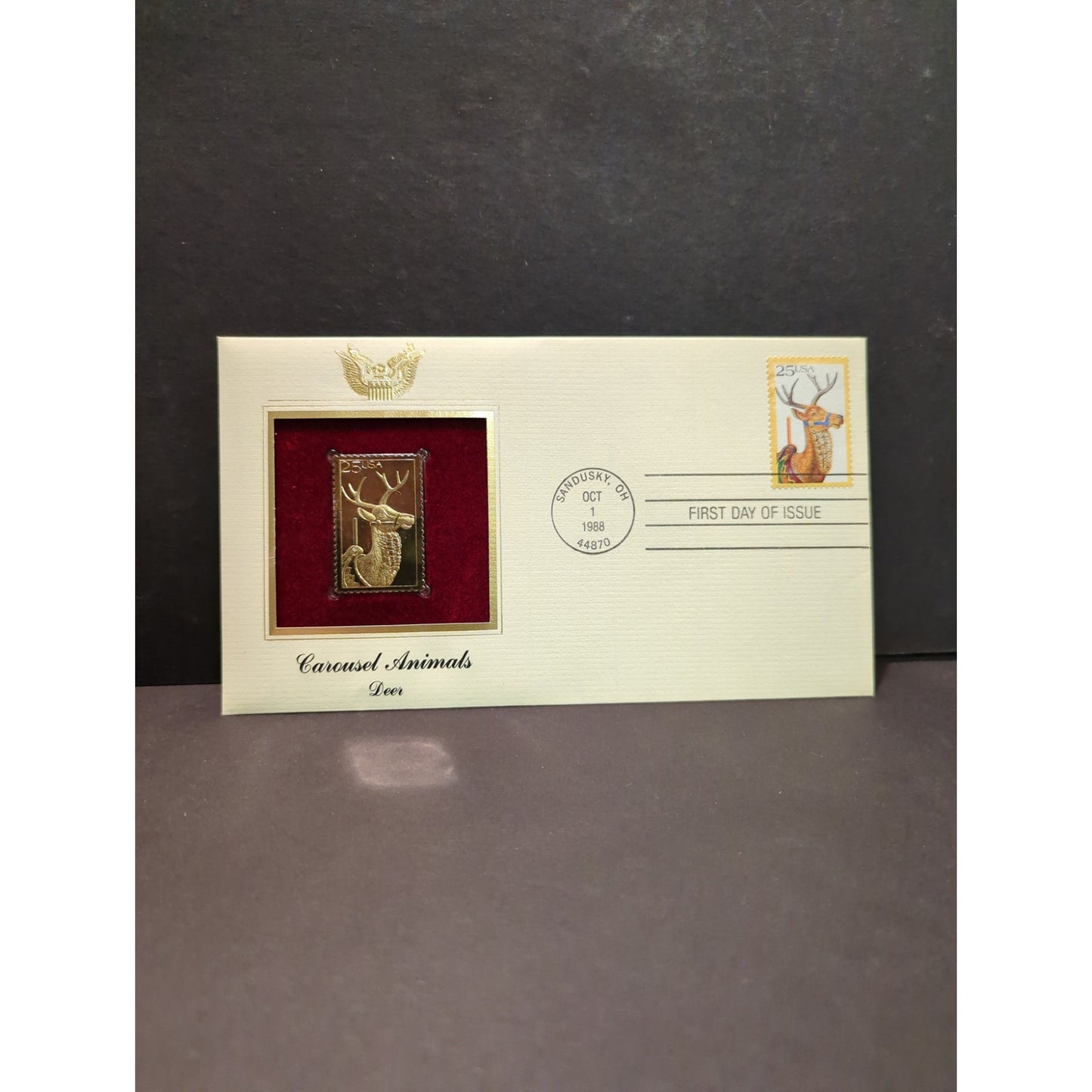 Golden Replicas of United States Stamps Collectible 22kt Gold 1988 cAROUSEL