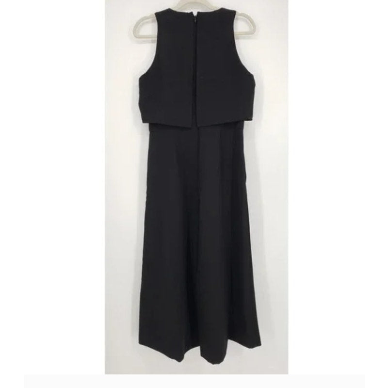 Chelsea28 Popover Crop Wide Leg Jumpsuit A-Line One Piece small Black NEW