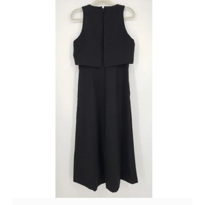 Chelsea28 Popover Crop Wide Leg Jumpsuit A-Line One Piece small Black NEW