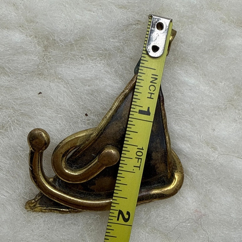 Vintage brutalist Pendant Brass Handmade 2" MCM Sculptural Abstract Jewelry