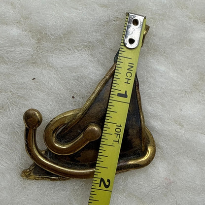Vintage brutalist Pendant Brass Handmade 2" MCM Sculptural Abstract Jewelry