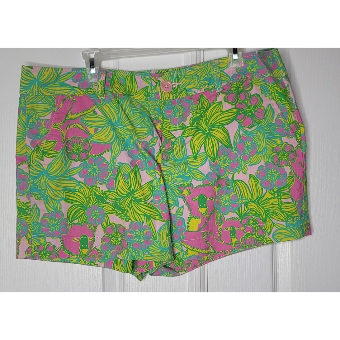 Lilly Pulitzer Short womens Size 16 green pink Big Squeeze Koala