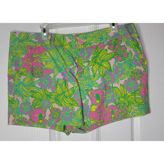 Lilly Pulitzer Short womens Size 16 green pink Big Squeeze Koala