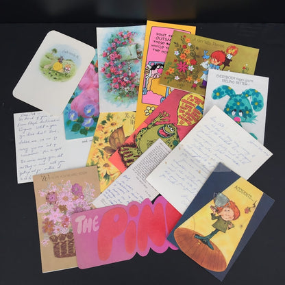 Vintage greeting Cards LOT ephemera Used 1970's GREAT Graphics Scrapbooking