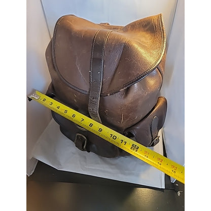 Vtg Leather Backpack Rucksack Luggage Bag Brown Large Travel Luggage Well Worn