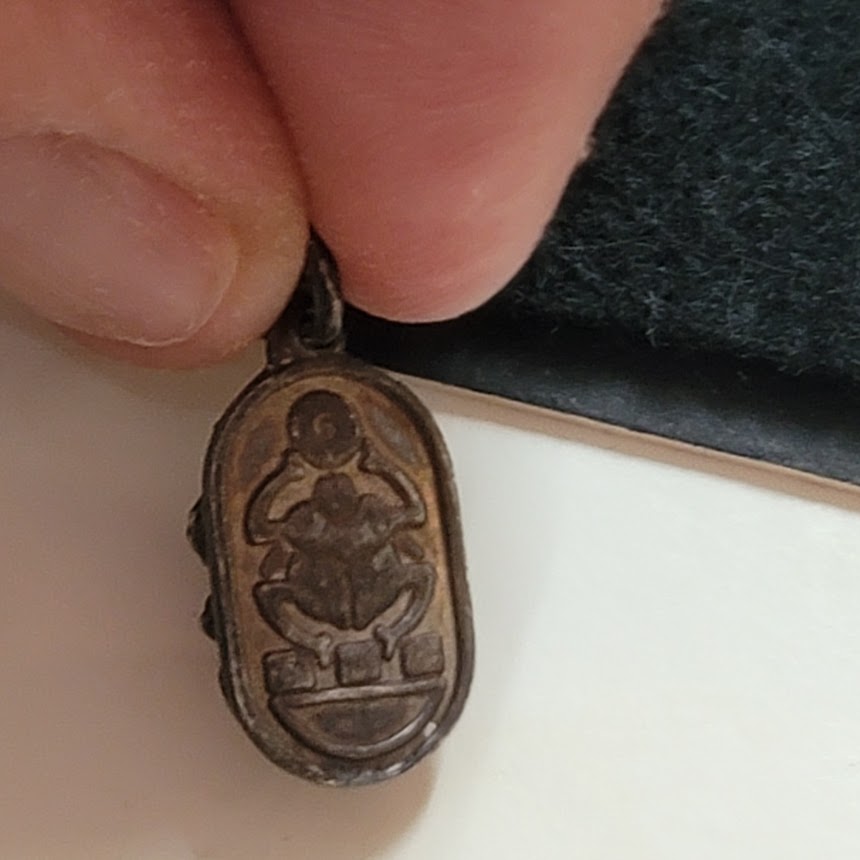 Vintage Scarab silver pendant beetle good luck charm UNMARKED