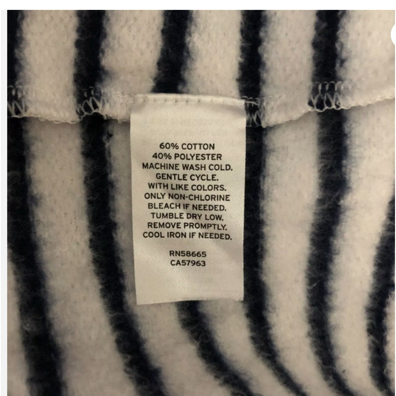 NEW Caslon Sweatshirt Crew Neck 3/4 Sleeve Fleece Lined Striped Blue White XL