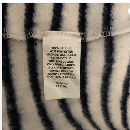 NEW Caslon Sweatshirt Crew Neck 3/4 Sleeve Fleece Lined Striped Blue White XL