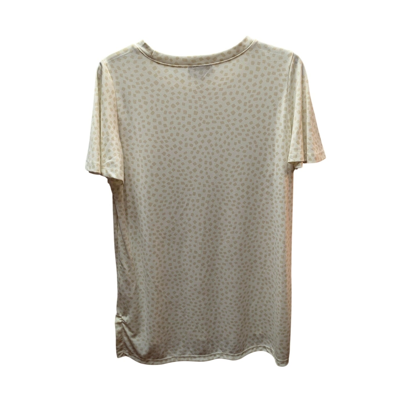 Alfani Cream Beige Geometric Dotted Short Sleeve High Low T-Shirt Top Size Medium