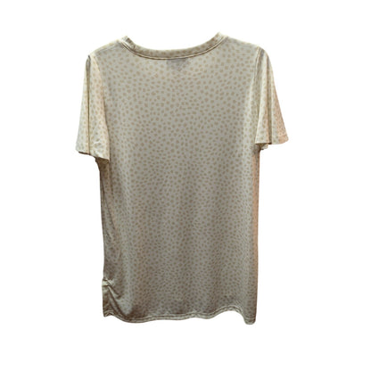 Alfani Cream Beige Geometric Dotted Short Sleeve High Low T-Shirt Top Size Medium