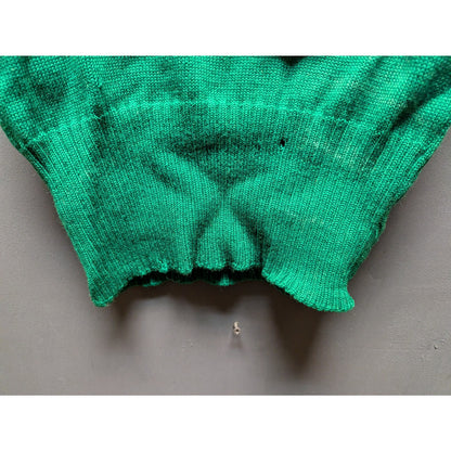 Vintage Venus Knitting Green Varsity Letterman Sweater Vest LS Junior College
