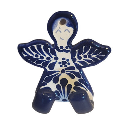 Hand painted Talavera Towel Hat Hanger Coat Angel Hook NEW Blue White 4"