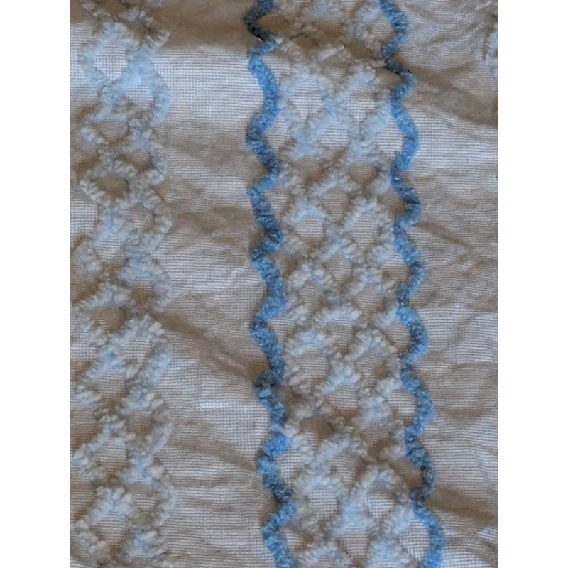B.F. Goodrich Vintage Chenille Queen Blanket Coverlet Fringe Blue Dk Blue Synthe