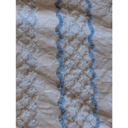 B.F. Goodrich Vintage Chenille Queen Blanket Coverlet Fringe Blue Dk Blue Synthe