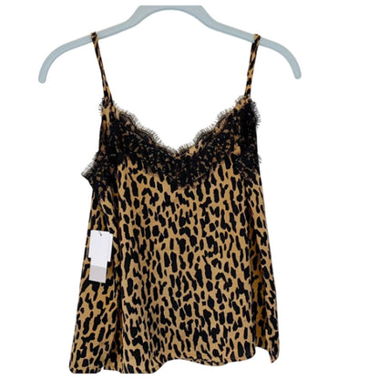BP Nordstrom Camisole NWT Lace Trim Satin In Tan Dale Dashed Spot Leopard XS top