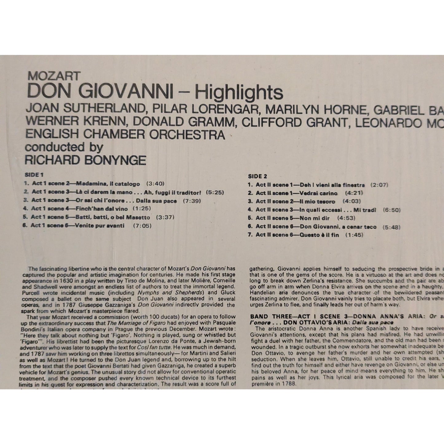 Vintage Mozart Don Giovanni Highlights London ffrr OS 26215 Stereo LP