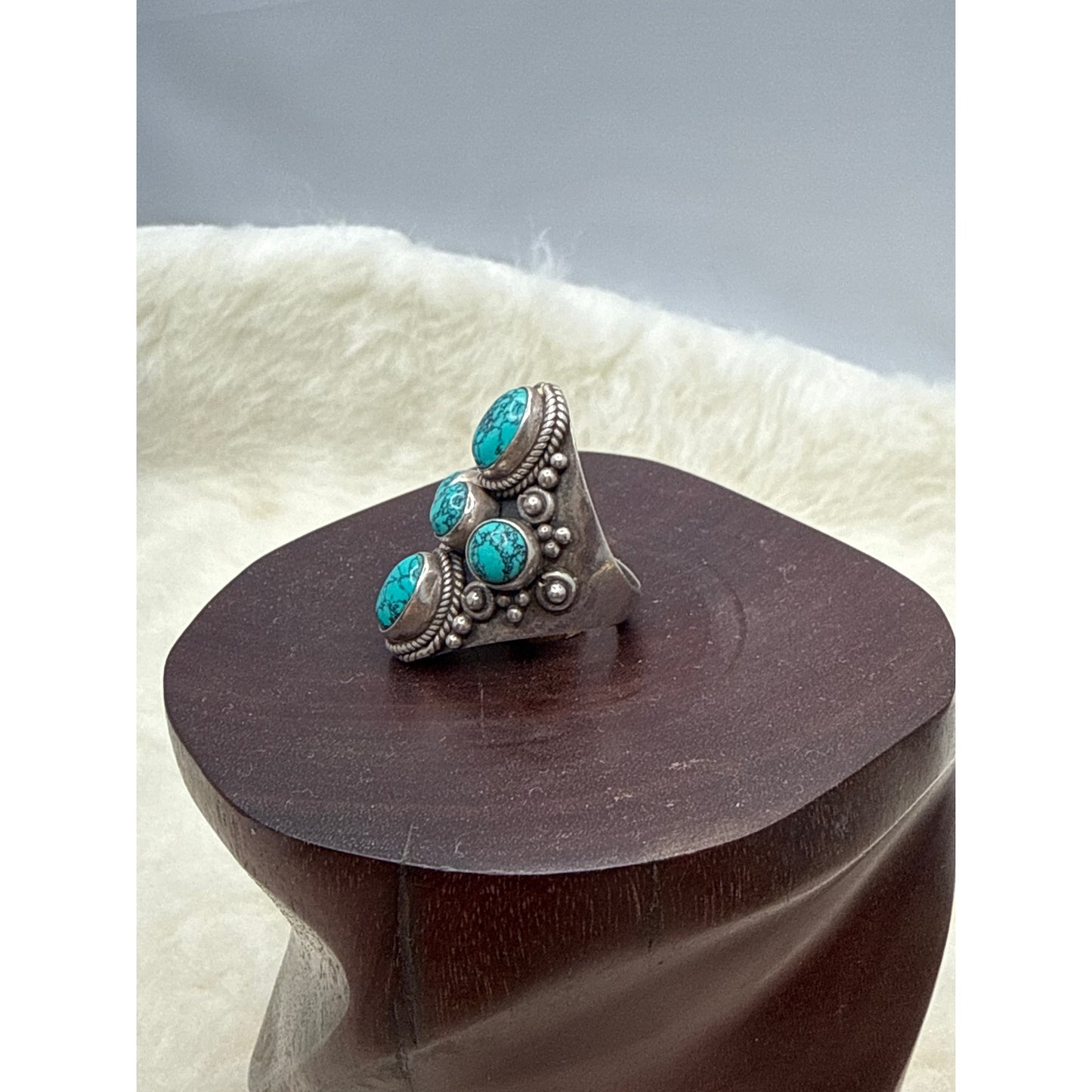 Sterling Silver Size 7 Ring Navajo Southwestern Turquoise Statement boho