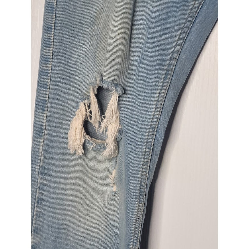Topman Men's Distressed Blue Jeans Size 38" x 34" Light Wash  Destroyed ripped