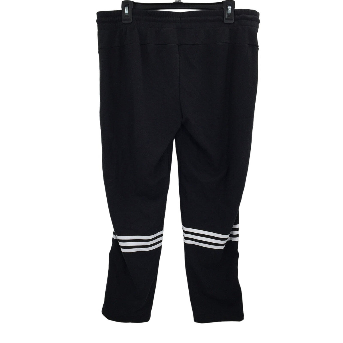 Adidas Track pants Black white Drawstring waist pockets ankle zip LARGE