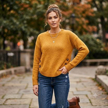 Madewell Mustard Yellow Button-Side Crewneck Sweater NWT Size XXS