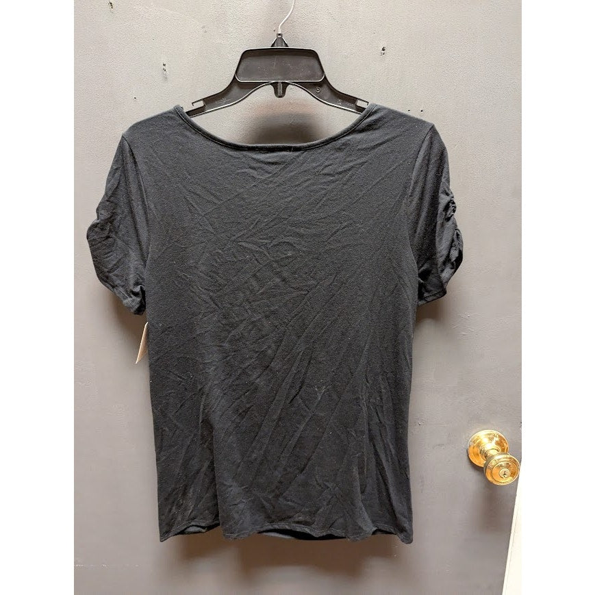 Caslon Casual Size Medium black crew Neck short Sleeve Tee Tshirt Ruched Side