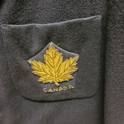 Vintage Collegiate wool blazer jacket Canada patch dark blue Mens Large gold