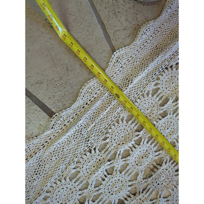 Vintage Handmade Cream Crochet Lace Tablecloth / Twin Bedspread - 51" x 96"