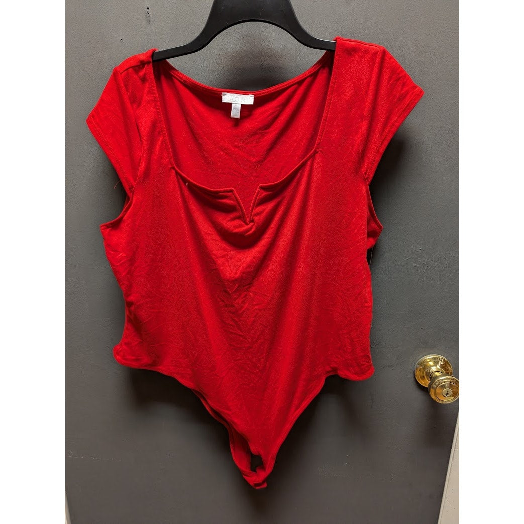 Abound Red Square Neck Short Sleeve Bodysuit Size XXL NEW casual summer