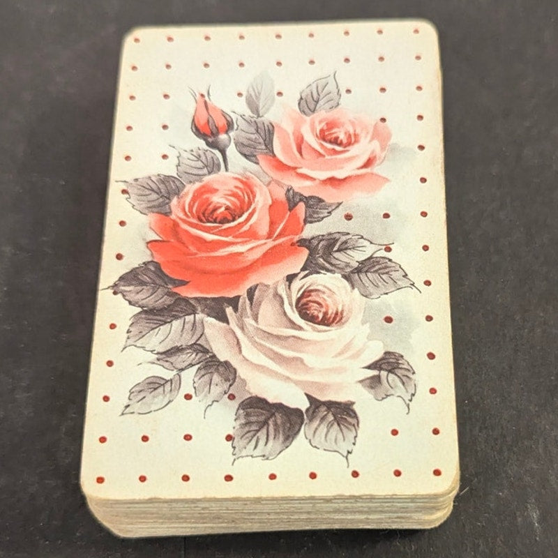 Vintage Mini Floral Pink Roses Playing Cards Miniature Deck Crafts Full Deck