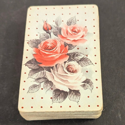 Vintage Mini Floral Pink Roses Playing Cards Miniature Deck Crafts Full Deck