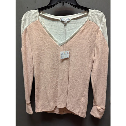 Poof Women Top blouse Sweater Long sleeve colorblock Size SMALL NWT