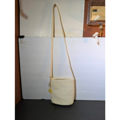 Liz Claiborne Vintage Straw Bucket Crossbody Purse & Red Floral Scarf NWT