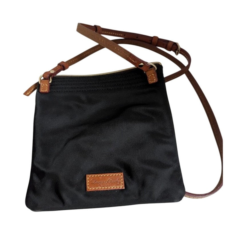 Dooney & Burke Black Nylon Brown leather North South Crossbody bag purse