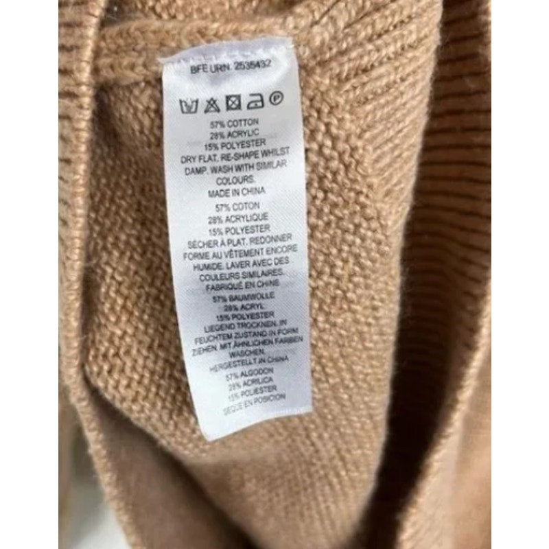 FRENCH CONNECTION Balloon Sleeve Sweater In Camel Melange LARGE NEW COWL
