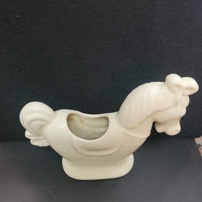 MCM HORSE  rocking vase cream planter Pony saddle reins mid century