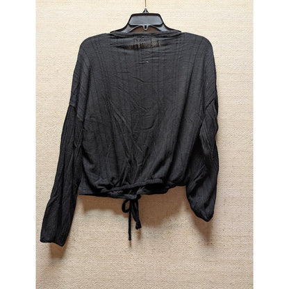 White Willow Women's Long Sleeve Ribbed Drawstring Hem Top gray large Retail $78
