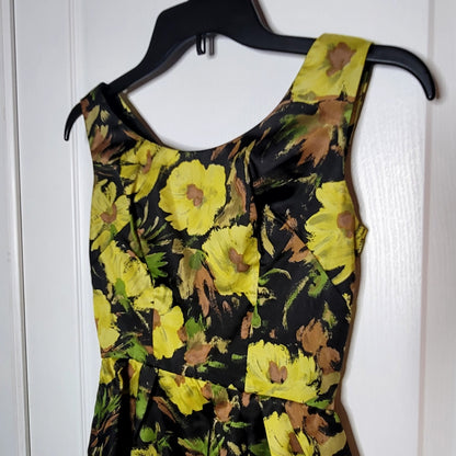 Vintage Teng's Shanghai 1950s Cocktail Sleeveless floral Dress small/XS.