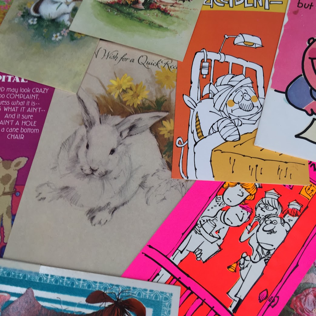 Vintage greeting 70s Cards LOT ephemera Used GREAT cursive Graphics Scrapbooking