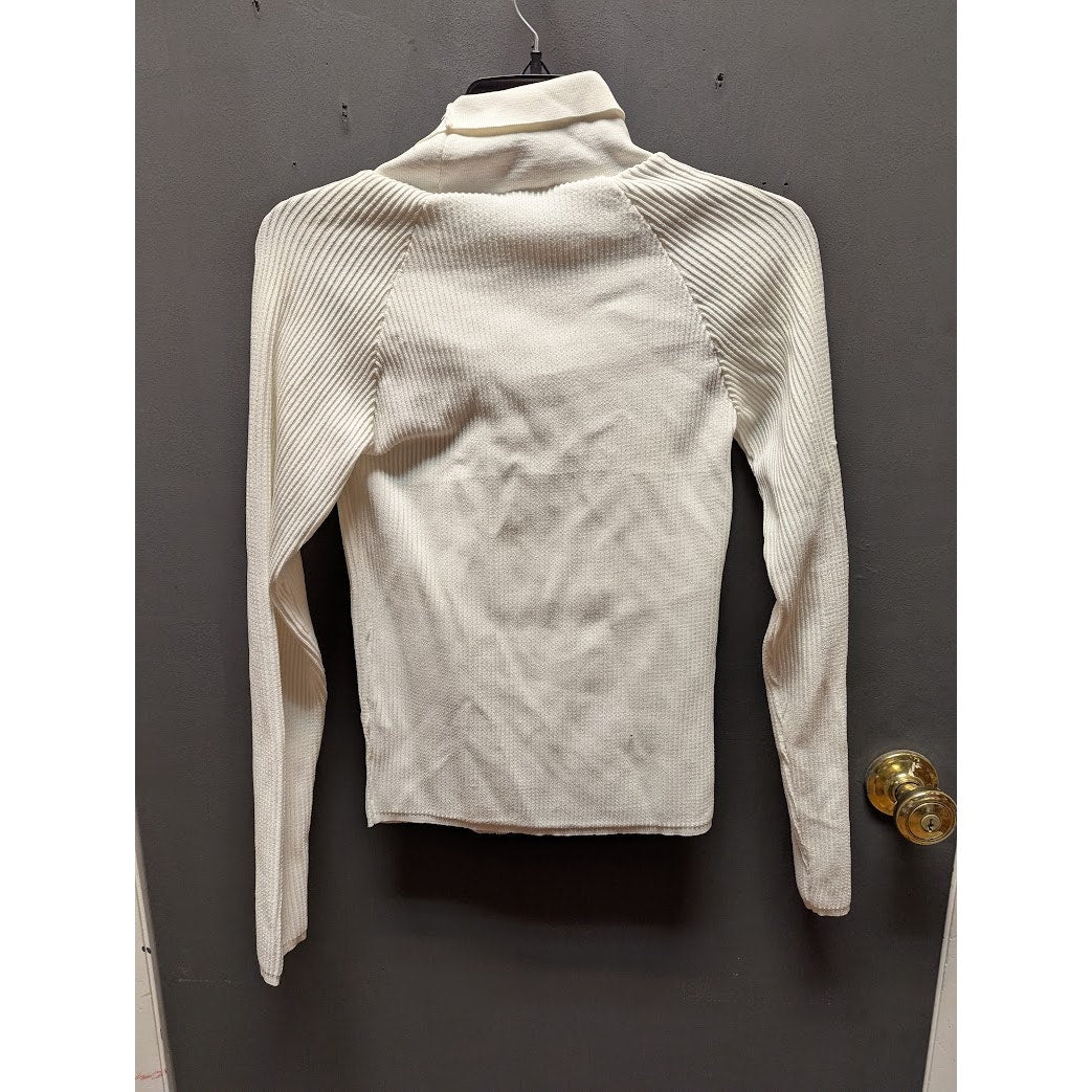 Topshop Cream Ribbed Cold-Shoulder Turtleneck Size US 4-6 (UK S) Small NEW