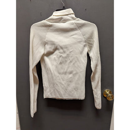 Topshop Cream Ribbed Cold-Shoulder Turtleneck Size US 4-6 (UK S) Small NEW