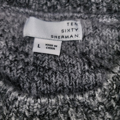 Ten Sixty Sherman LARGE sweater crew neck Black gray Combo white cable knit NEW