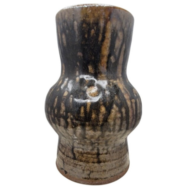 Mid-Century Modern Bulbous Studio Art Pottery Dripware Vase
