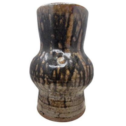 Mid-Century Modern Bulbous Studio Art Pottery Dripware Vase