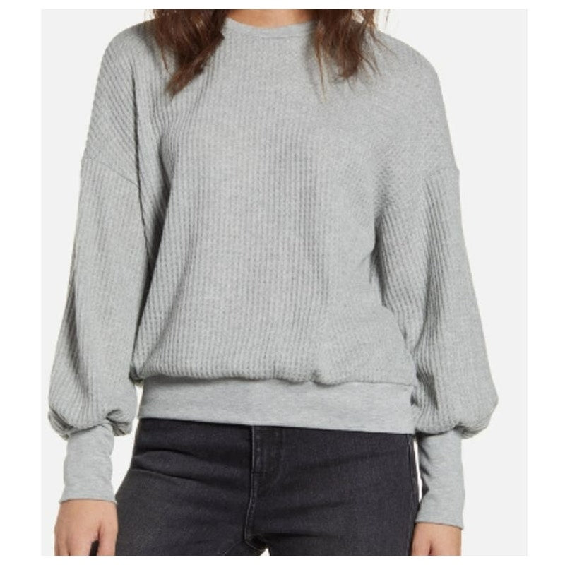 PST Project Social T Waffle Knit Thermal Top XL/Extra Large in Heather Gray NWT