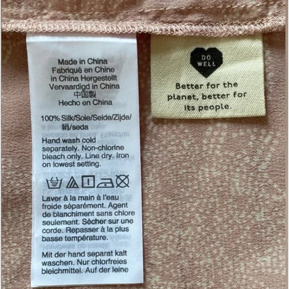 MADEWELL women's size xs blouse Silk V-Neck Tie-Sleeve Top in Pindot Blooms new
