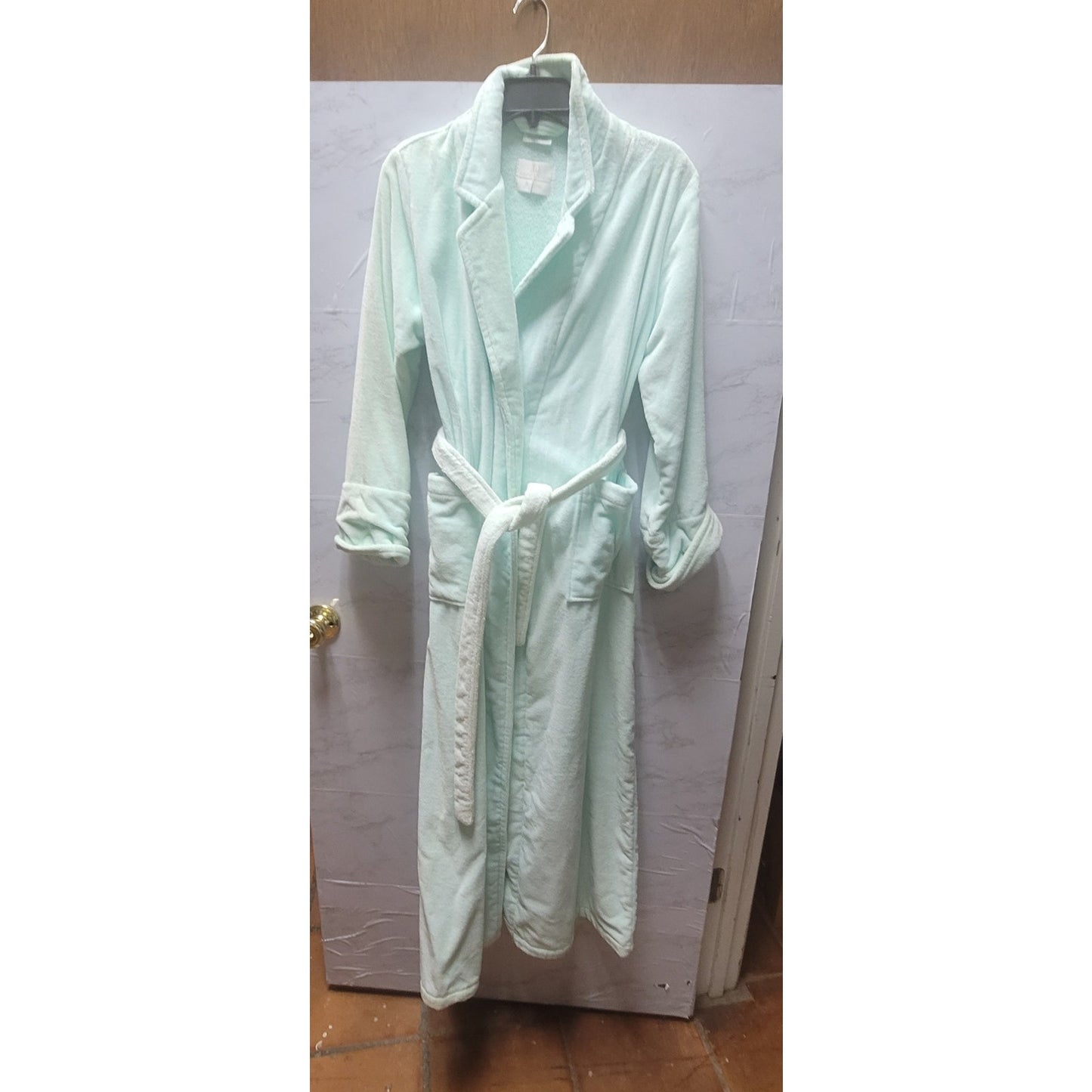 Nordstrom Vintage Mint Green Cotton Terry Cloth Spa Robe French Country Lounge
