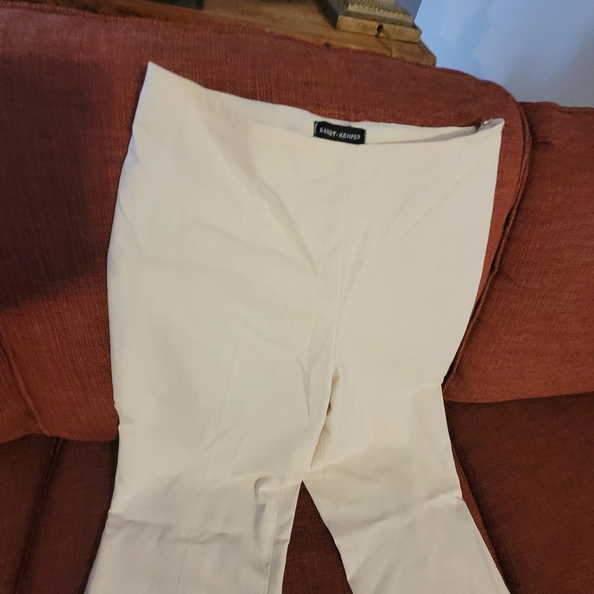 Randy Kemper Flared Leg Dress Pants Side Zip Mid Rise Ivory Size 4 Waist 28