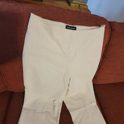 Randy Kemper Flared Leg Dress Pants Side Zip Mid Rise Ivory Size 4 Waist 28