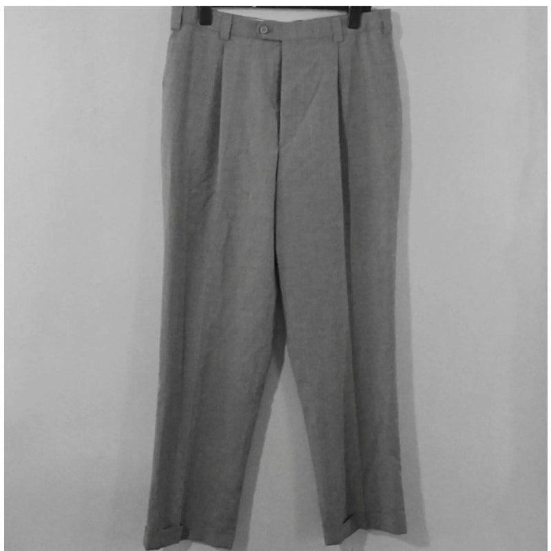 Línea Naturale Men’s Grey Dress Pants size 36 pleat cuff trousers slacks Career